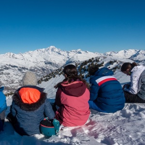 En haut « d'Arpette », pique-nique du dernier jour face au Mont-Blanc